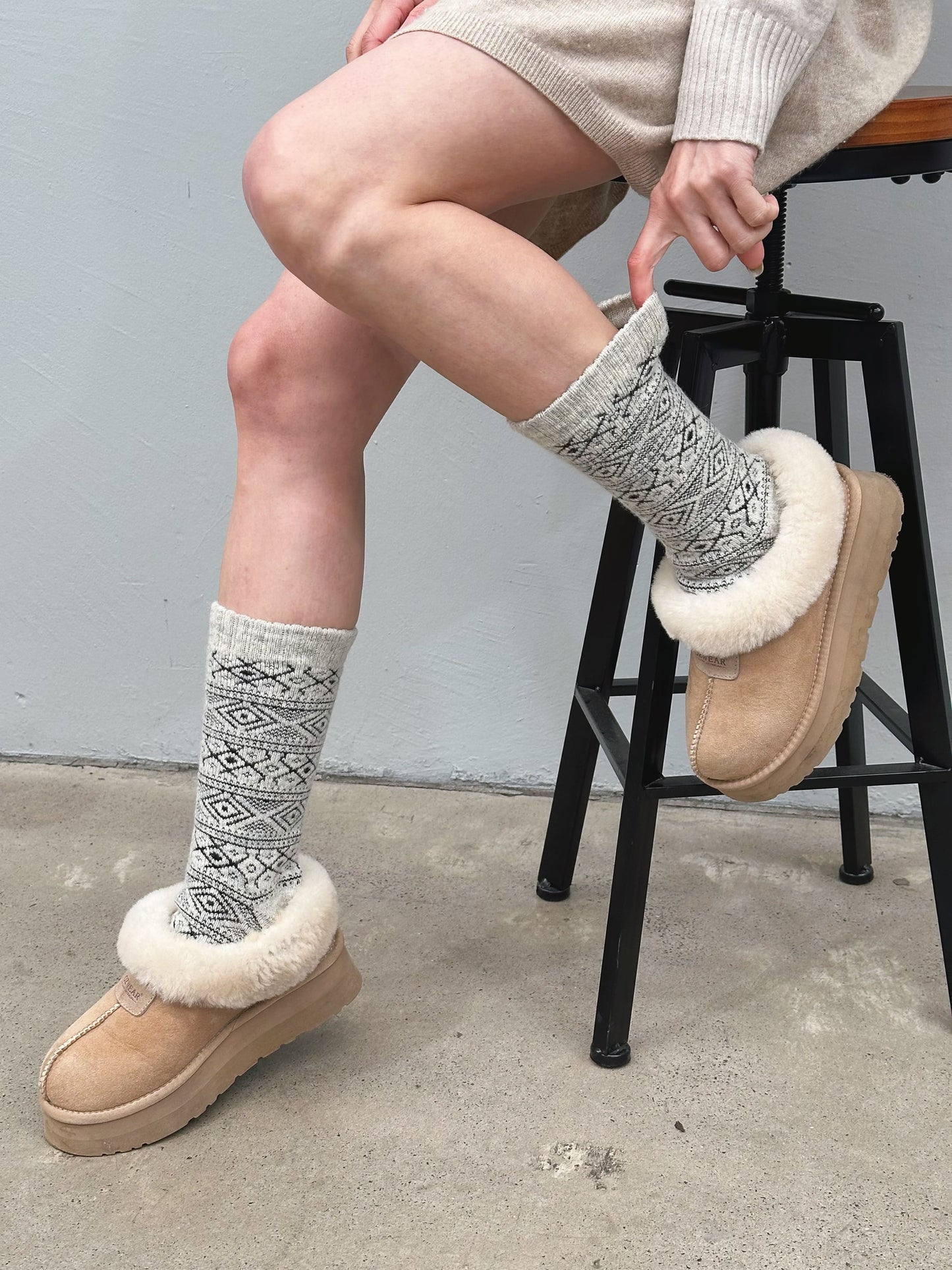Rag Wool Socks with Norwegin Flag Grey Coke