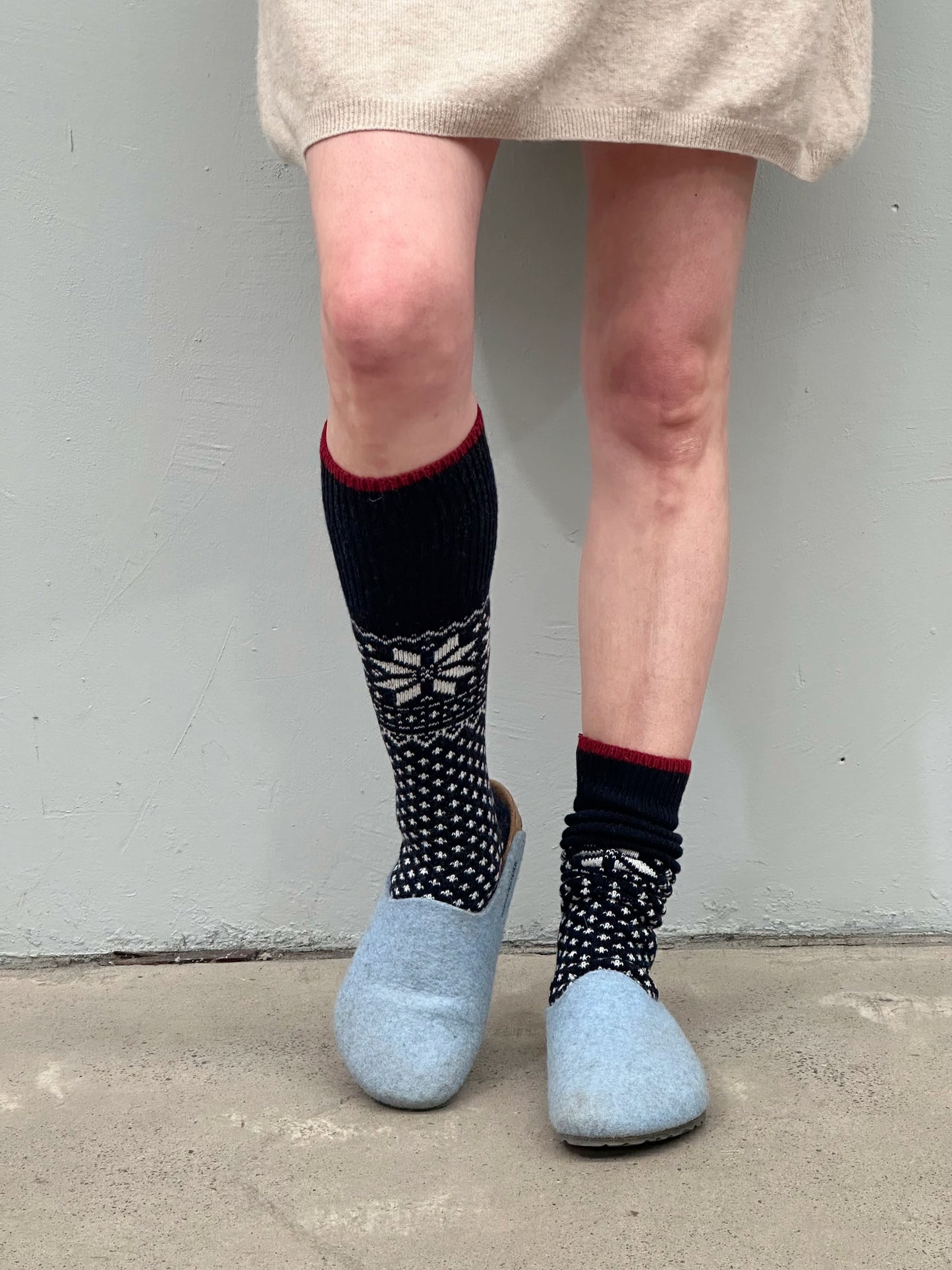 Wool socks in Navy:Bordeaux