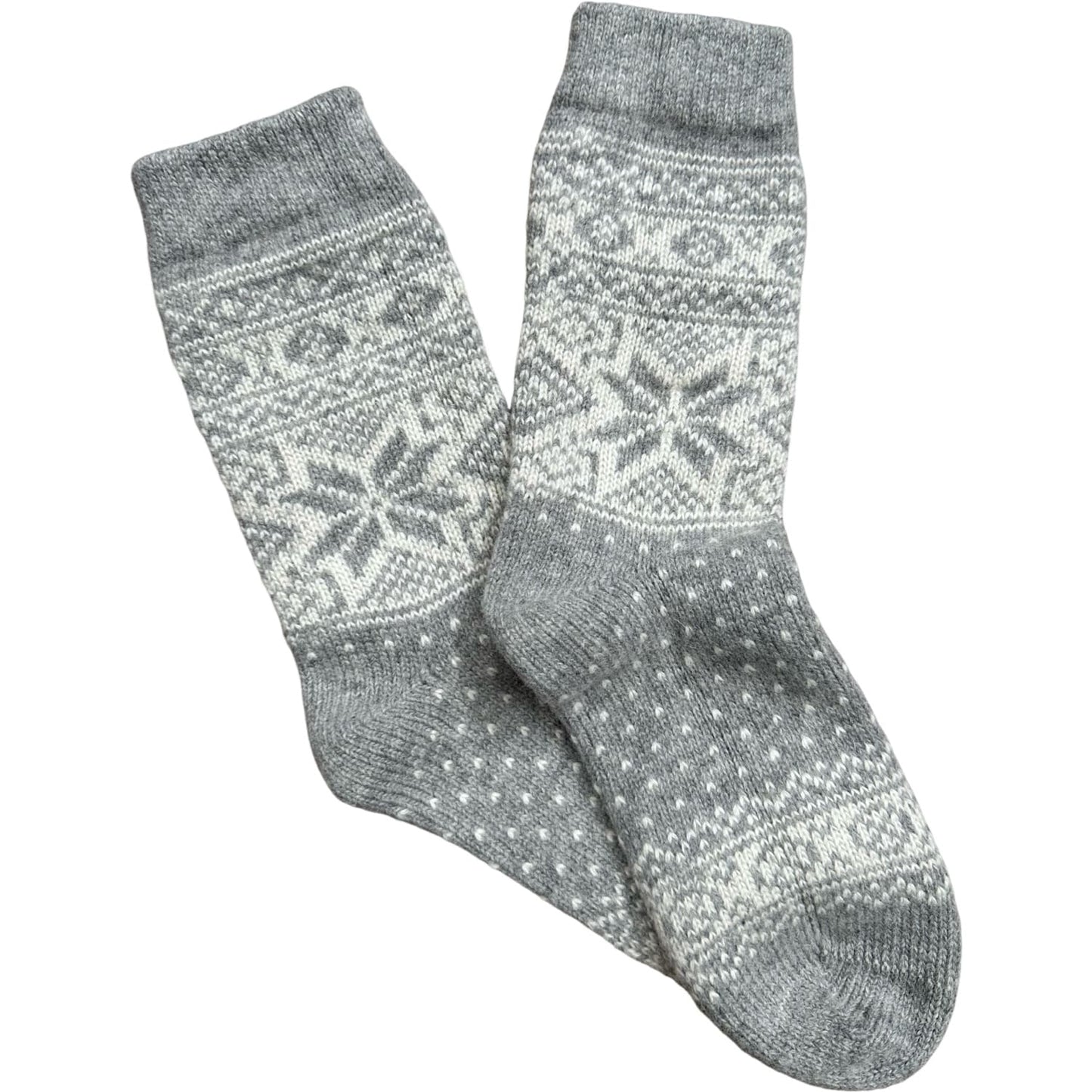 Snowflake Light Grey:White Colour EU Wool Socks
