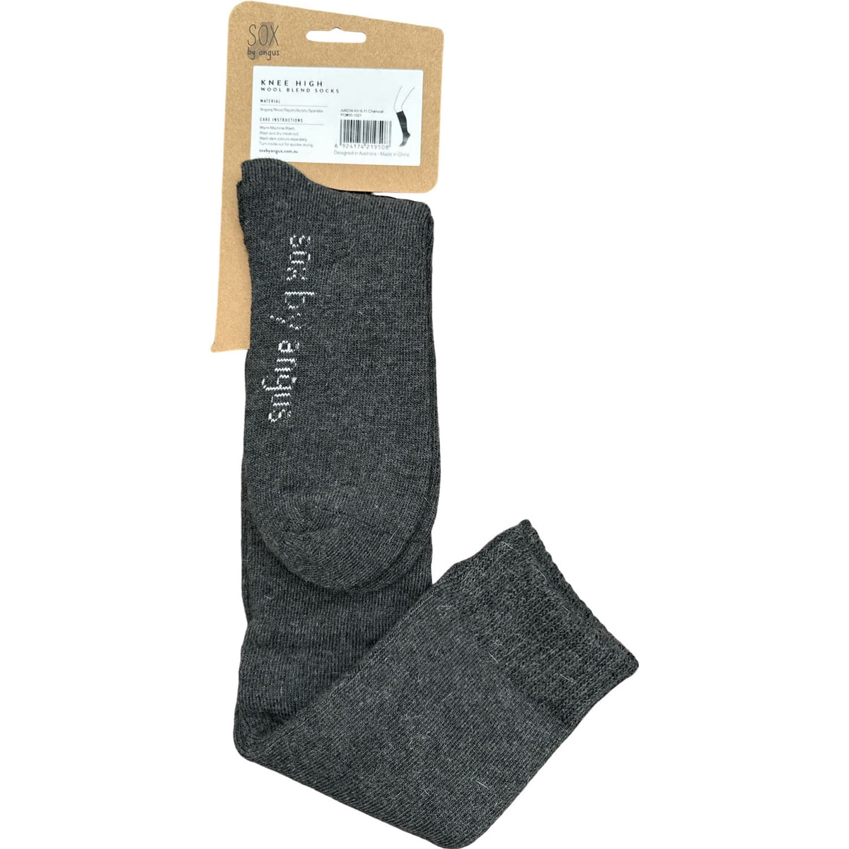 Angora Wool Blend Knee High Socks with SEAMLESS Toe - Charcoal