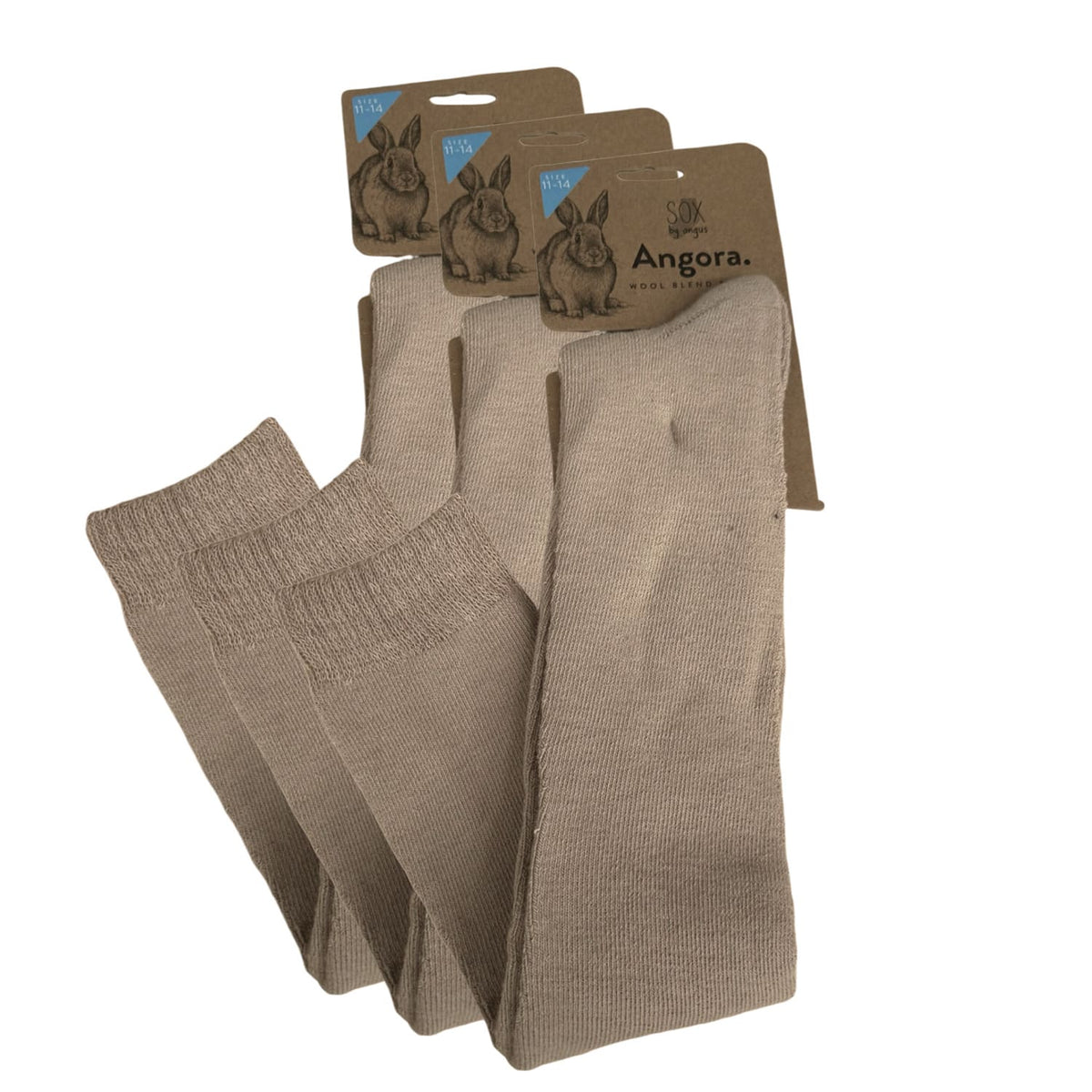 Angora Wool Blend Over The Knee Socks with SEAMLESS Toe - Beige