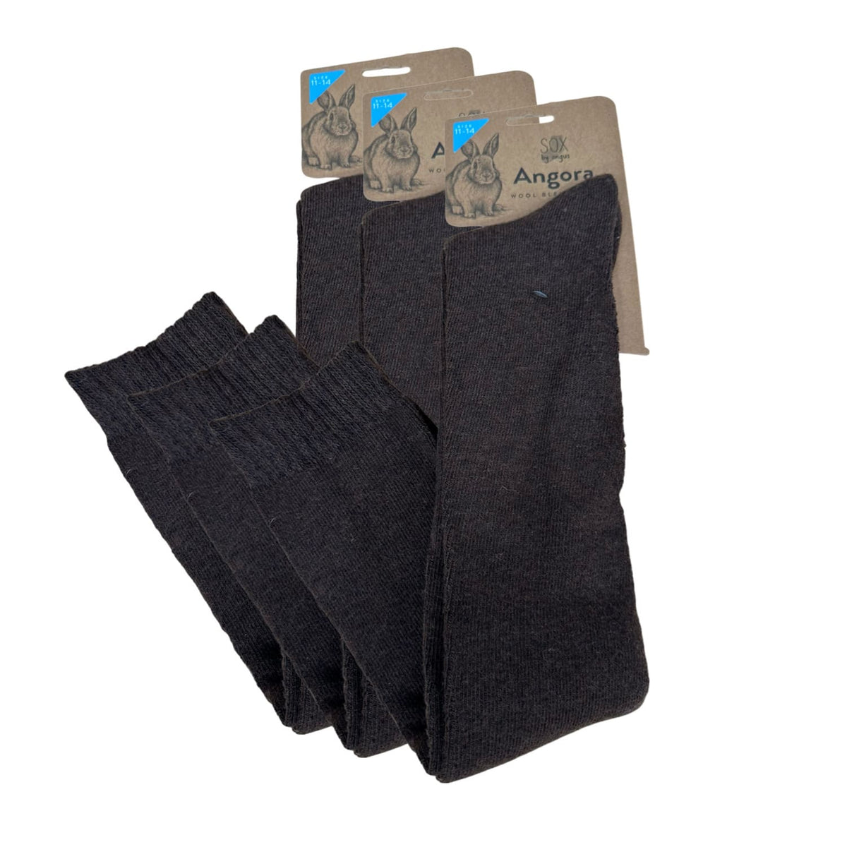 Angora Wool Blend Over The Knee Socks with SEAMLESS Toe - Brown