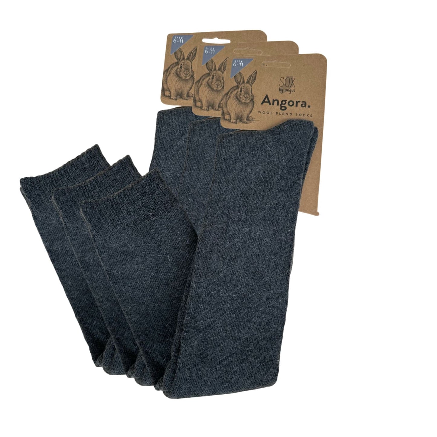 Angora Wool Blend Over The Knee Socks with SEAMLESS Toe - Charcoal
