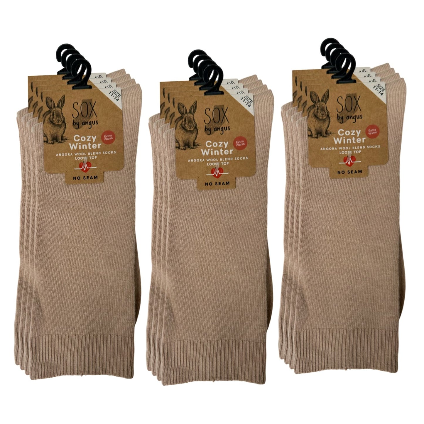 Angora Wool Blend Loose Top Socks - NO SEAM - Beige