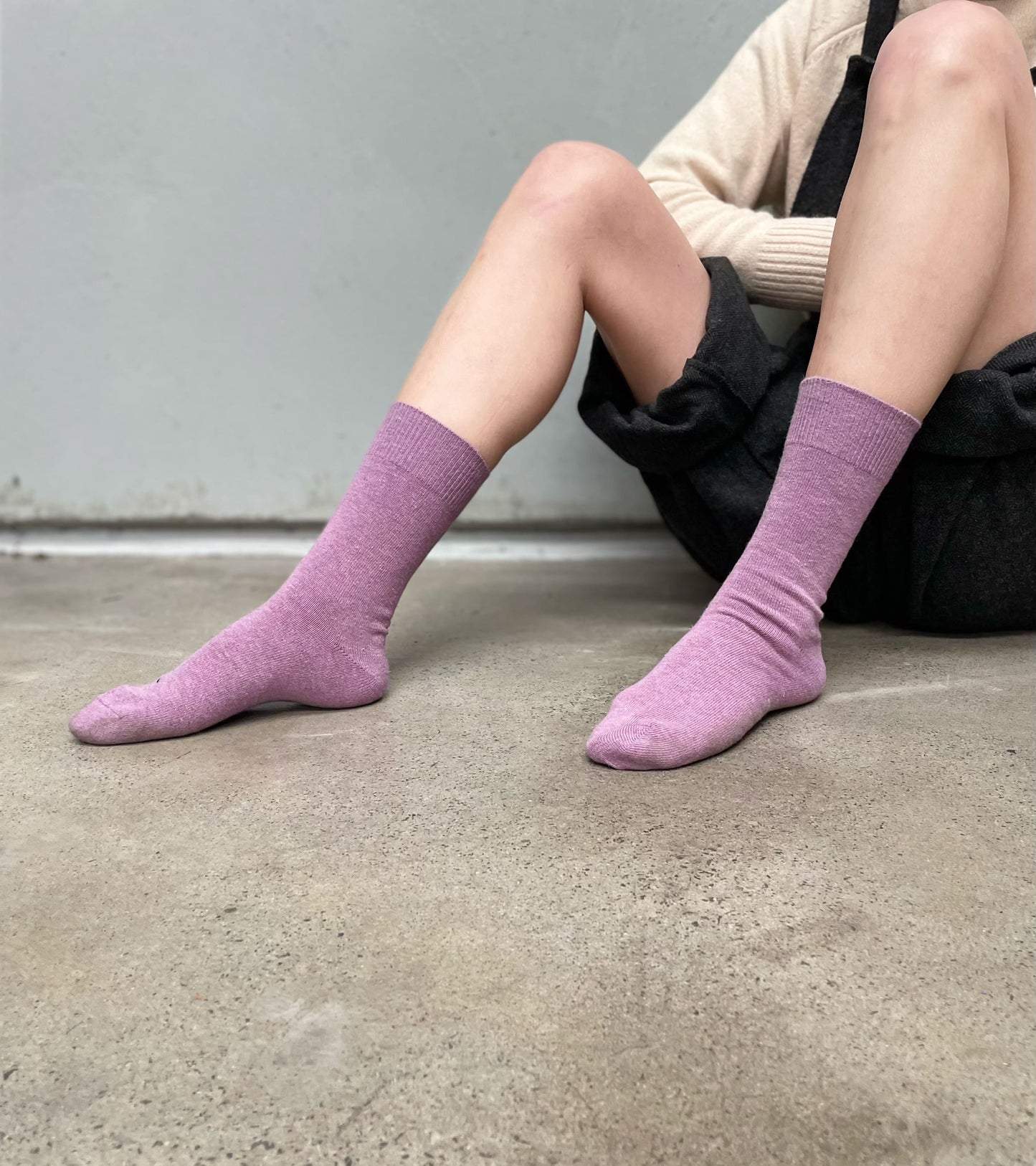 Angora Wool Blend Loose Top Socks - NO SEAM - Denim