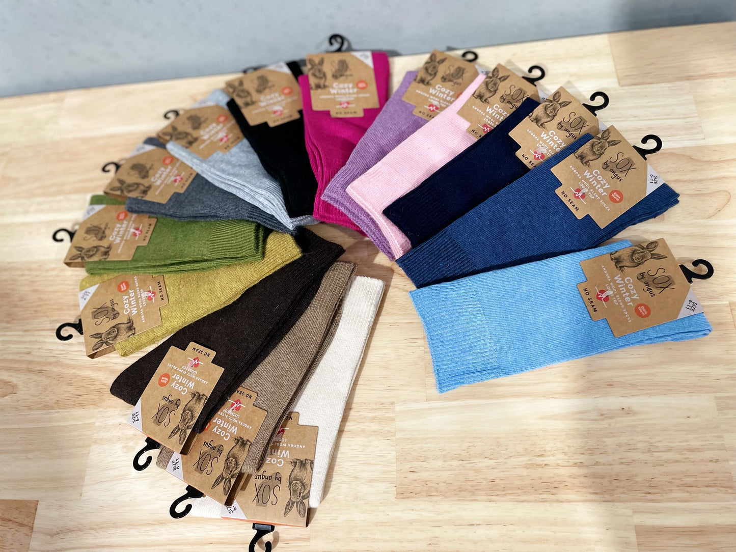 Angora Wool Blend Loose Top Socks - NO SEAM - Bone