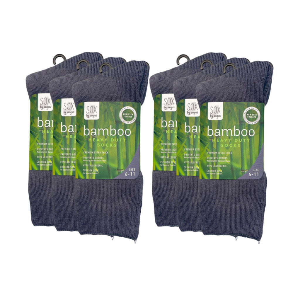 B216 Bamboo Heavy Duty Work Socks Bulk Buy - 6 pairs - Grey