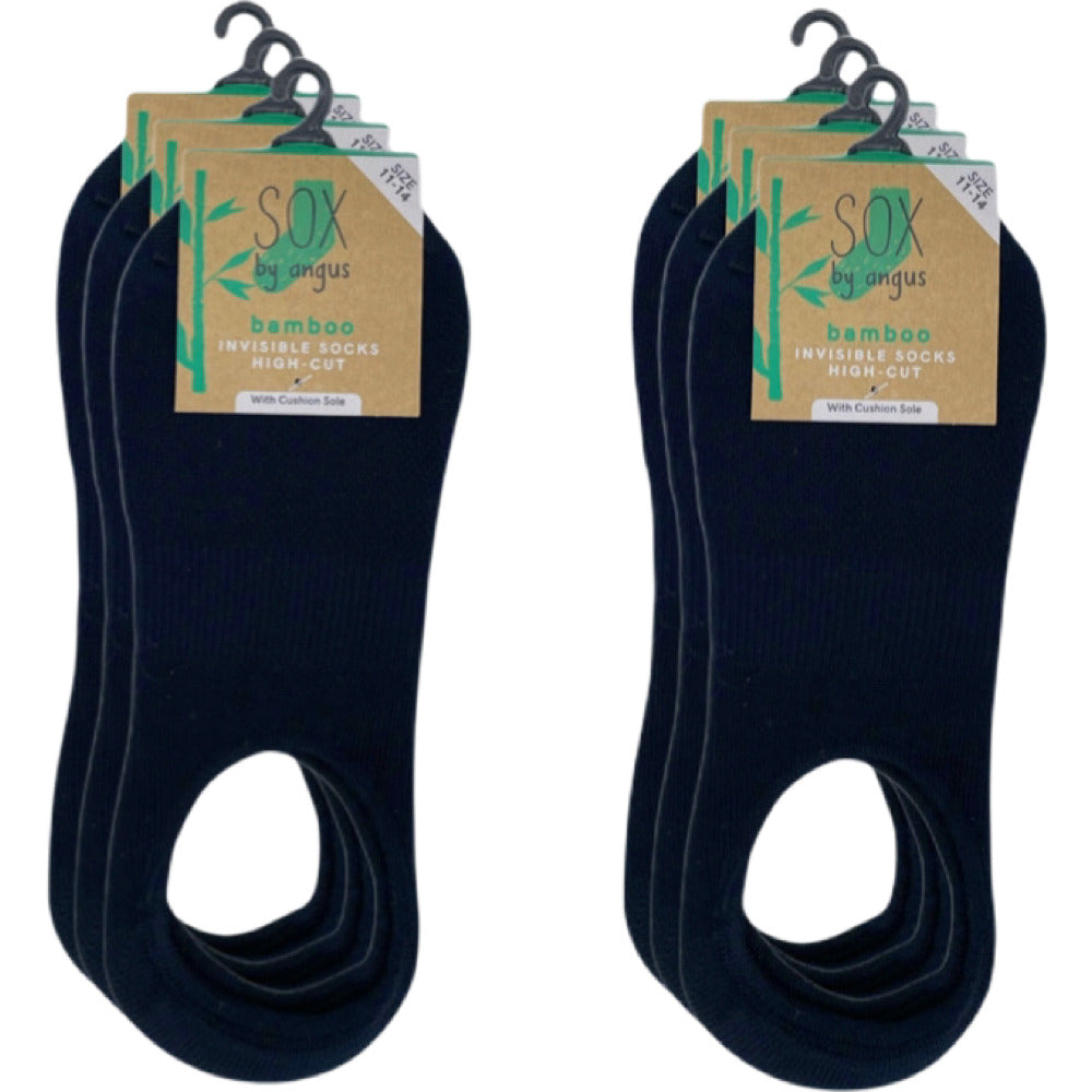 Bamboo Cushioning Sole Invisible Socks-high cut-Black