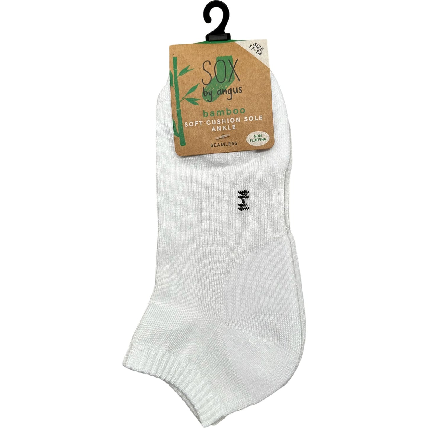 Non-fluffing Bamboo Cushion Foot Anklet Sport Socks - Seamless - White