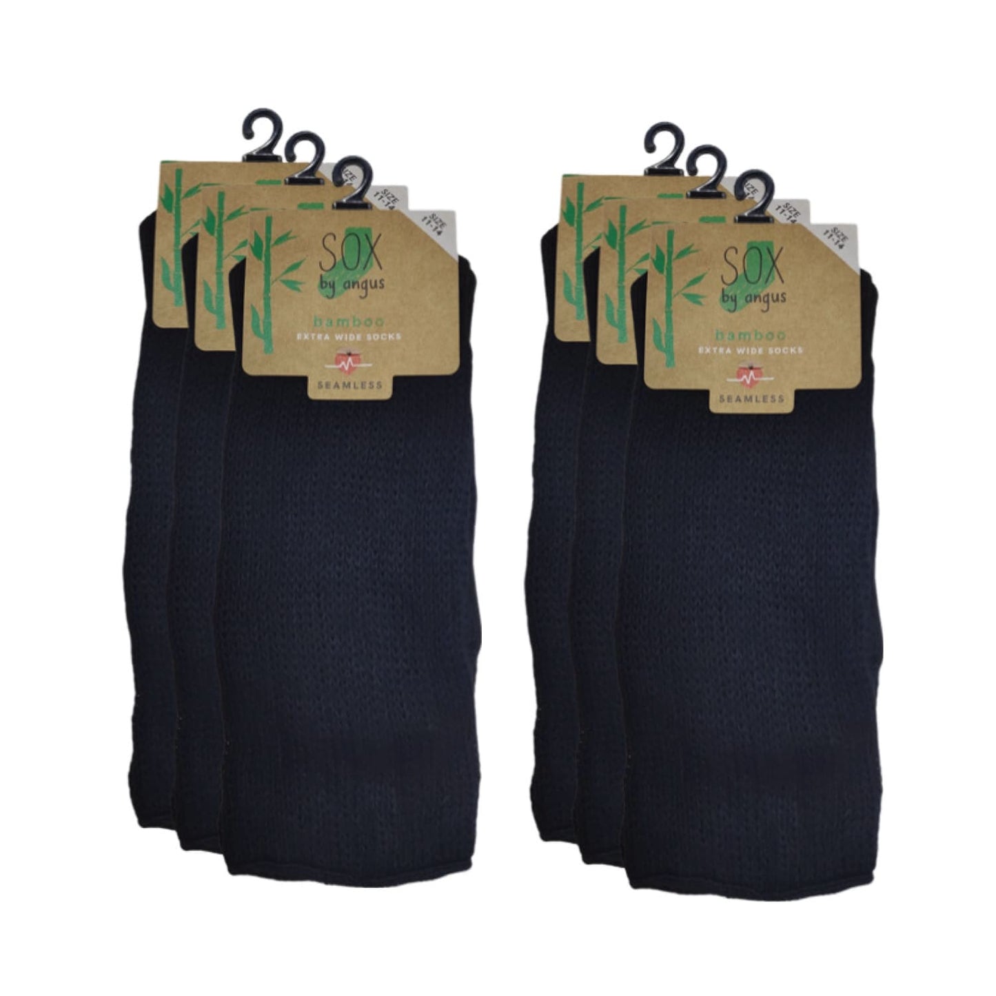 Bamboo Extra Wide Socks – Seamless Toe - Black