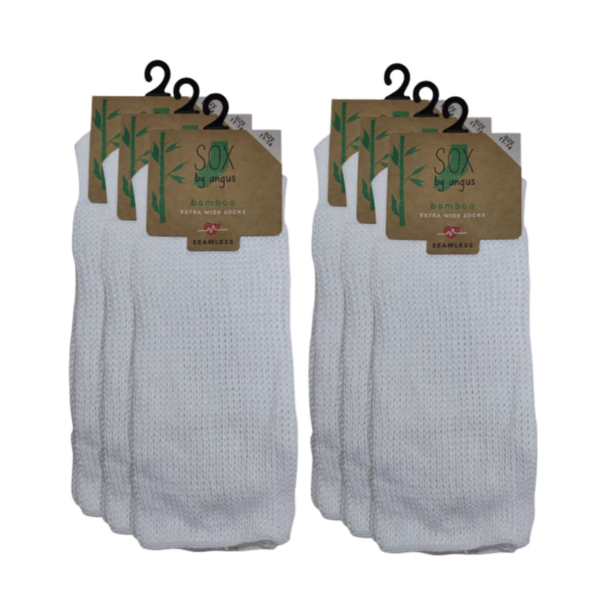 Bamboo Extra Wide Socks – Seamless Toe - White