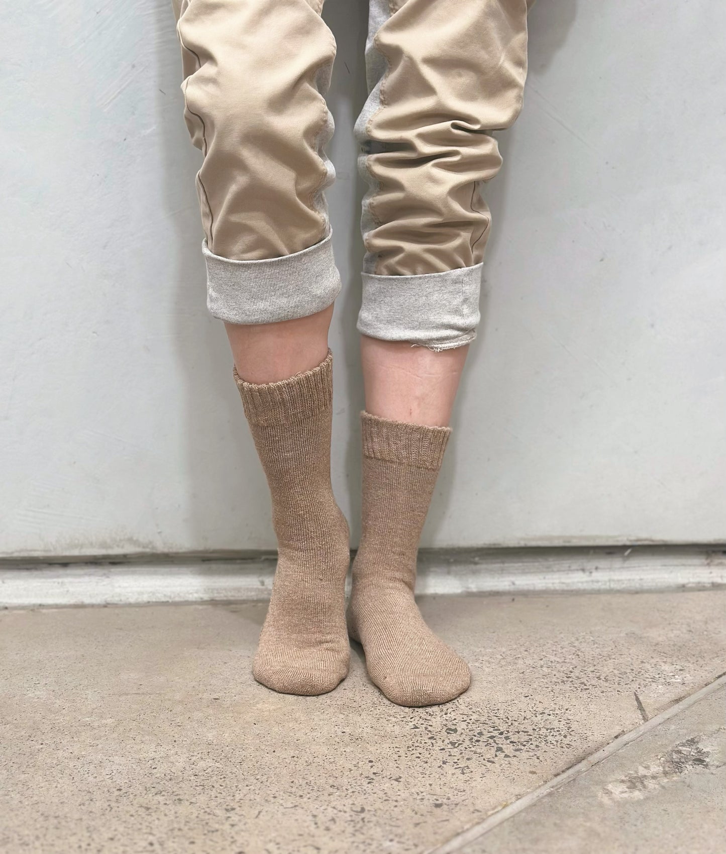 Angora Wool Blend Cushion Crew Socks - Sky Blue