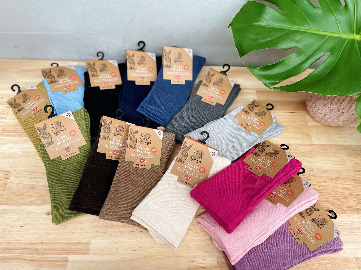 Angora Wool Blend Cushion Sole Loose Top Socks - NO SEAM - Black