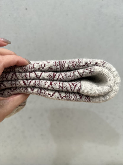 Rag wool socks with Norwegin flag Grey:burgundy