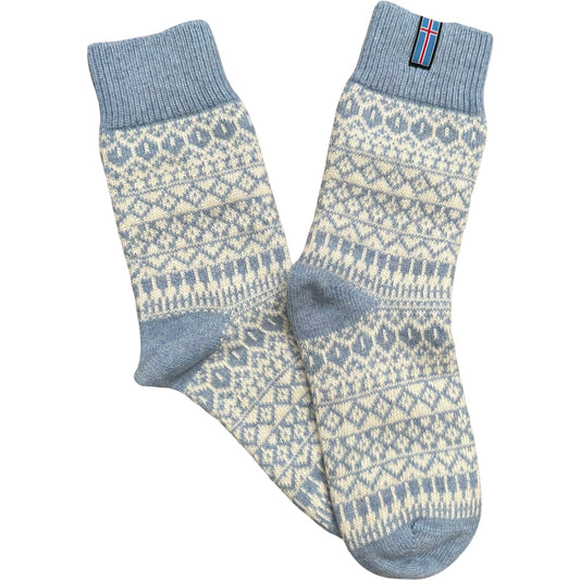 Rag wool socks with Icelandic flag Light blue