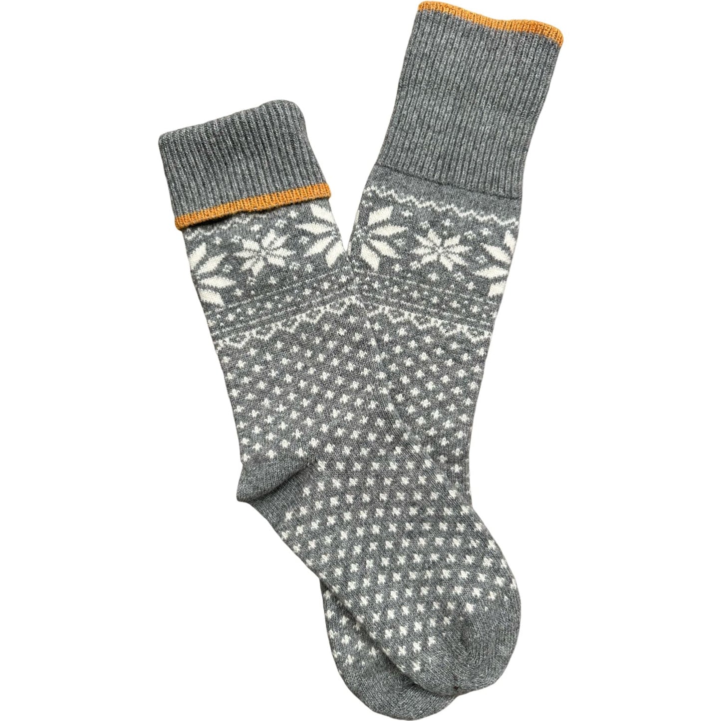 Wool Socks in Light Grey:Ocher