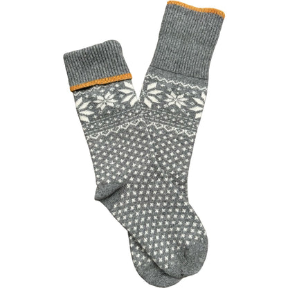 Wool Socks in Light Grey:Ocher