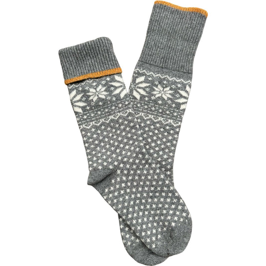 Wool Socks in Light Grey:Ocher