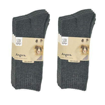 Angora Wool Blend Cushion Crew Socks - Charcoal