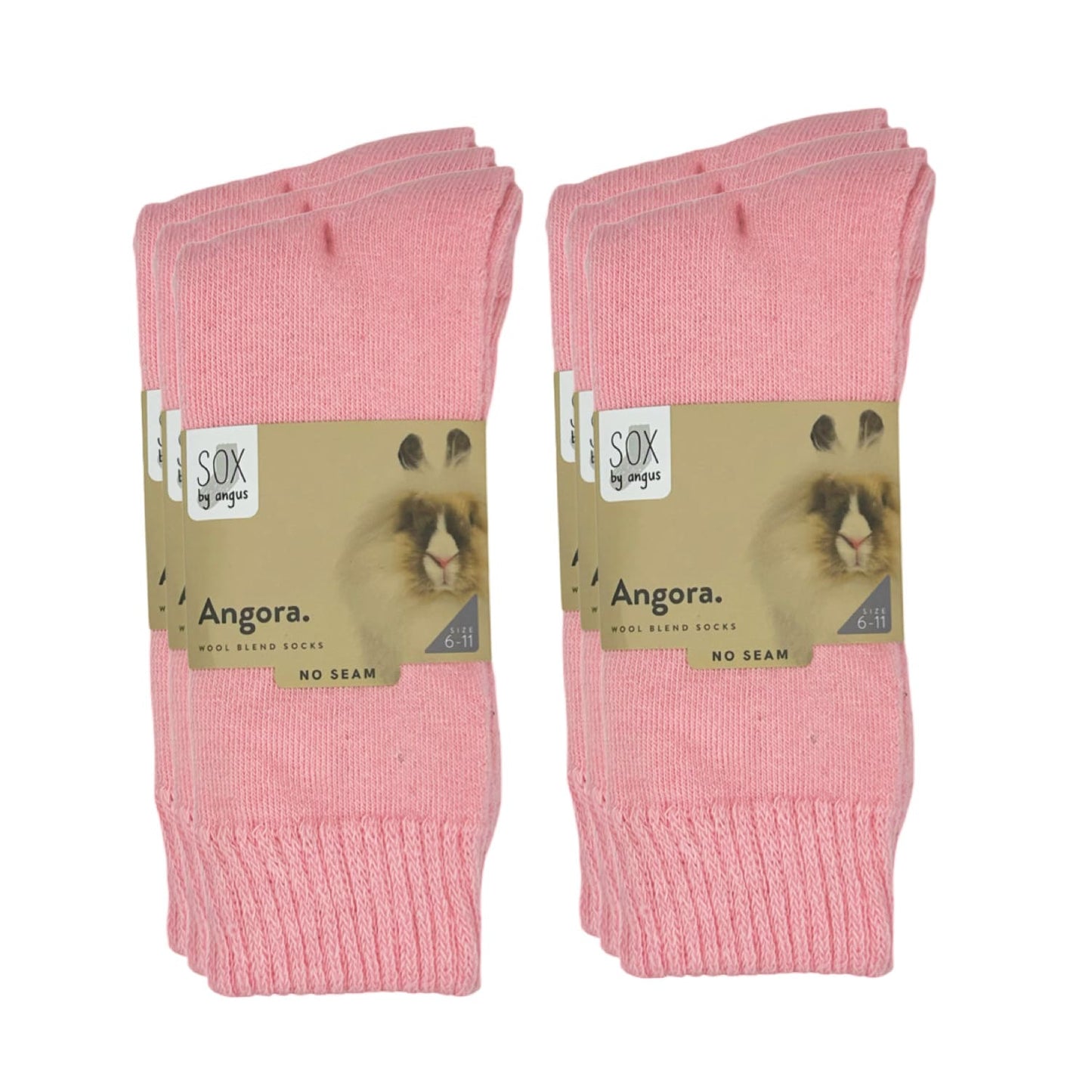 Angora Wool Blend Cushion Crew Socks - Pink