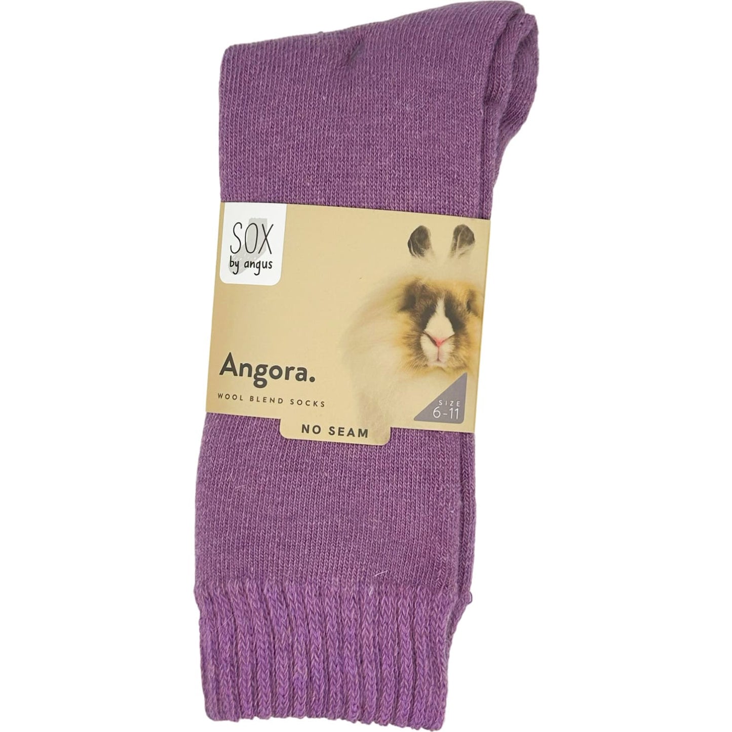 Angora Wool Blend Cushion Crew Socks - Purple
