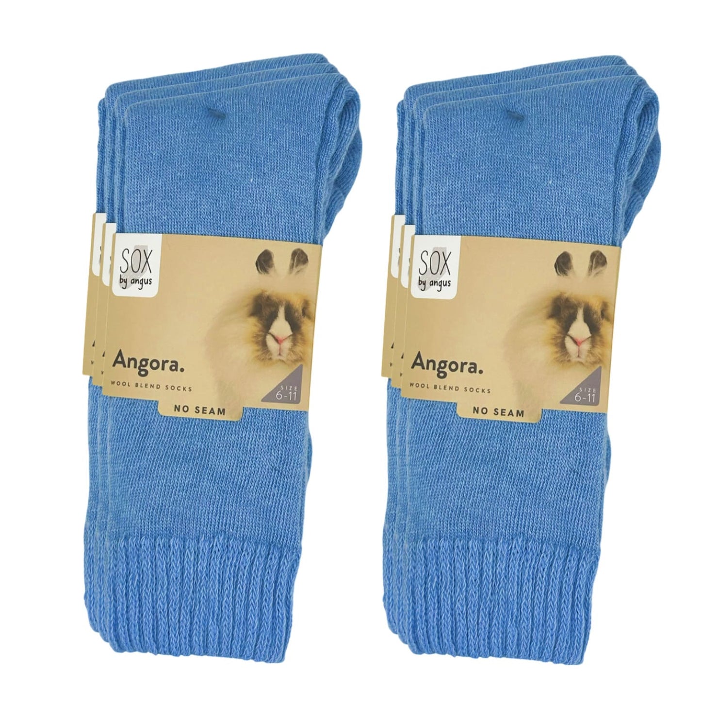 Angora Wool Blend Cushion Crew Socks - Sky Blue