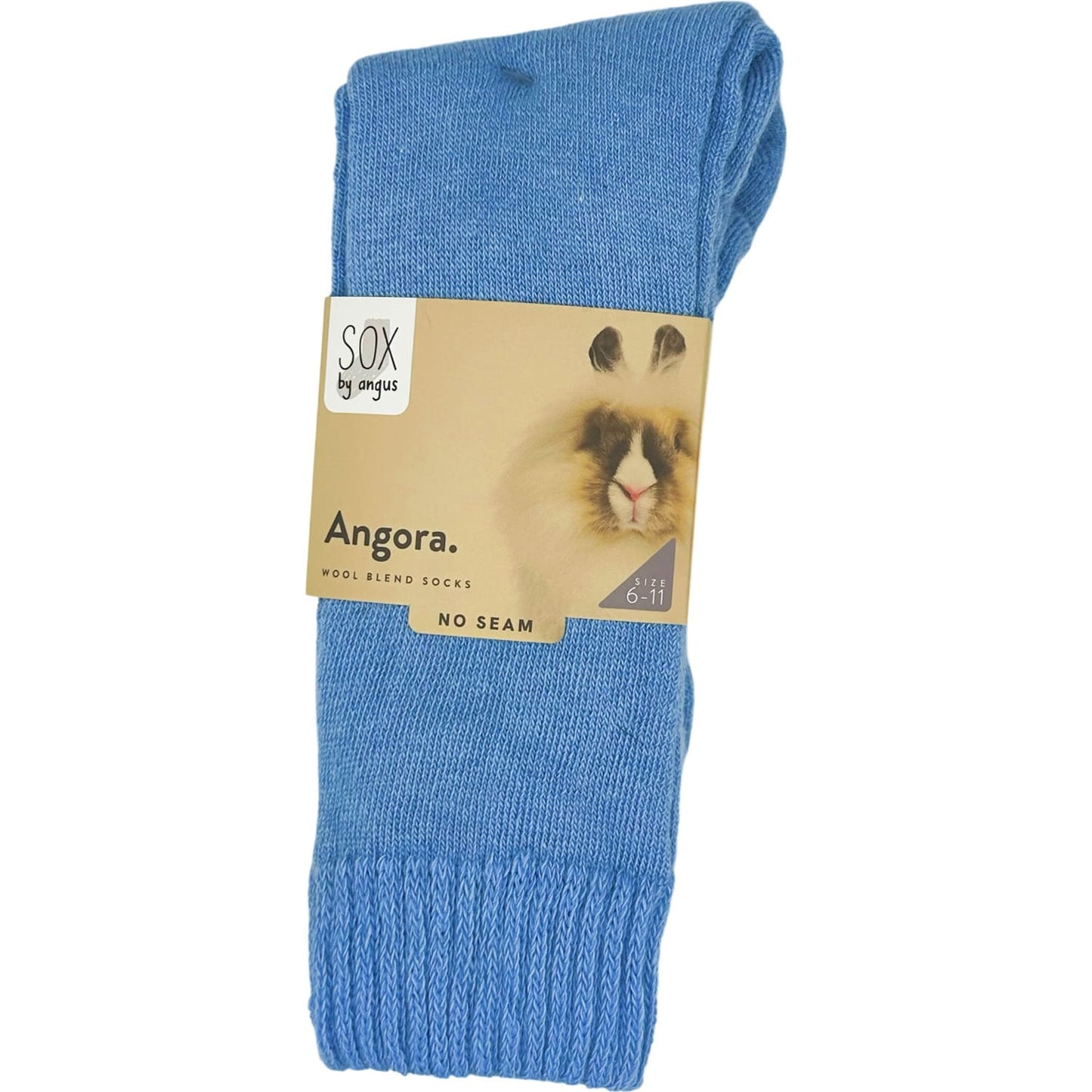 Angora Wool Blend Cushion Crew Socks - Sky Blue