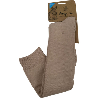 Angora Wool Blend Knee High Socks with SEAMLESS Toe - Beige