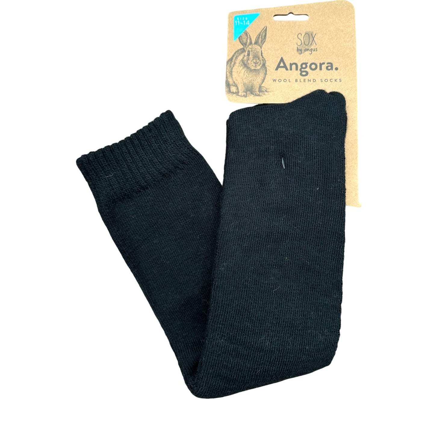 Angora Wool Blend Knee High Socks with SEAMLESS Toe - Black