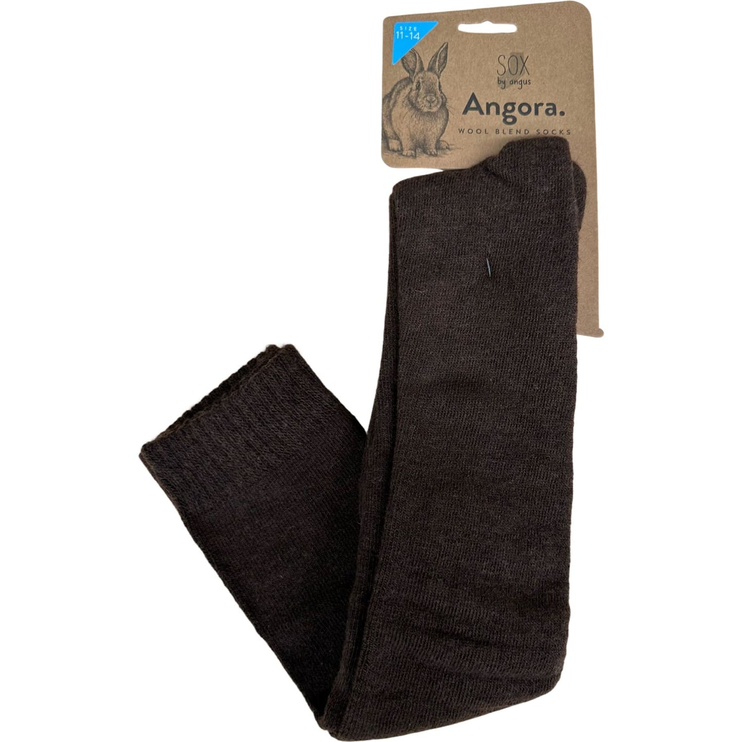 Angora Wool Blend Knee High Socks with SEAMLESS Toe - Brown