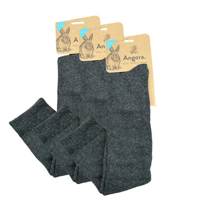 Angora Wool Blend Knee High Socks with SEAMLESS Toe - Charcoal