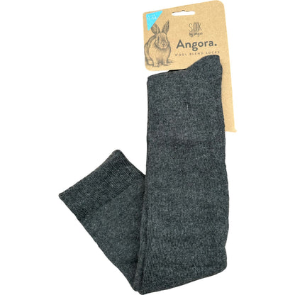 Angora Wool Blend Knee High Socks with SEAMLESS Toe - Charcoal