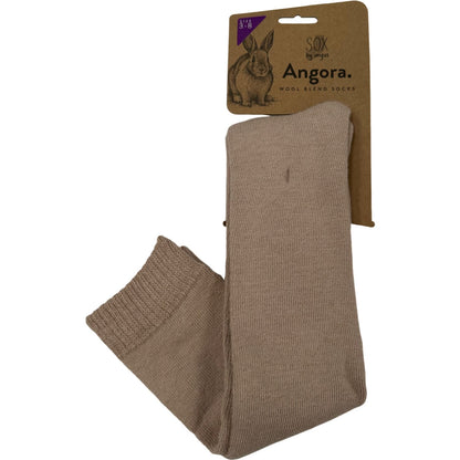 Angora Wool Blend Knee High Socks with SEAMLESS Toe - Beige
