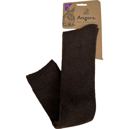 Angora Wool Blend Knee High Socks with SEAMLESS Toe - Brown