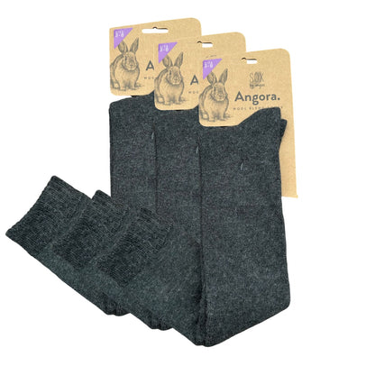 Angora Wool Blend Knee High Socks with SEAMLESS Toe - Charcoal