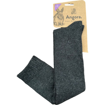 Angora Wool Blend Knee High Socks with SEAMLESS Toe - Charcoal