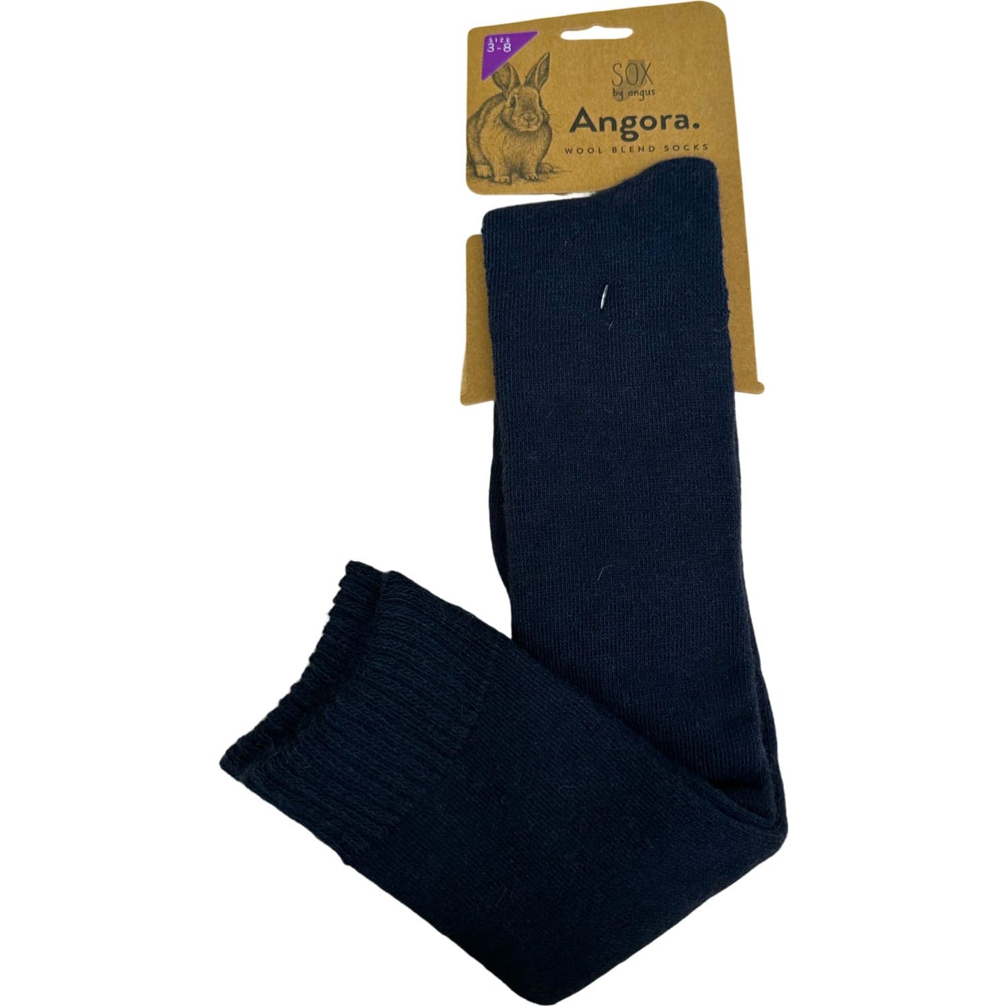 Angora Wool Blend Knee High Socks with SEAMLESS Toe - Navy