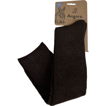 Angora Wool Blend Knee High Socks with SEAMLESS Toe - Brown