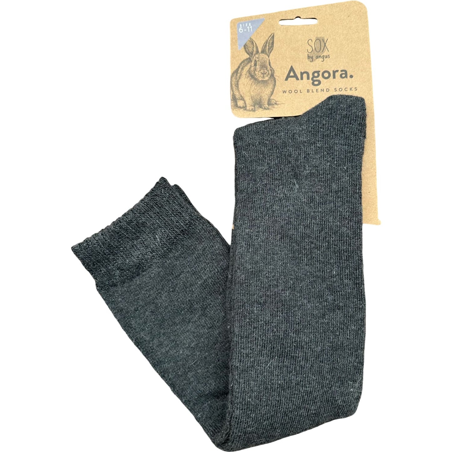 Angora Wool Blend Knee High Socks with SEAMLESS Toe - Charcoal
