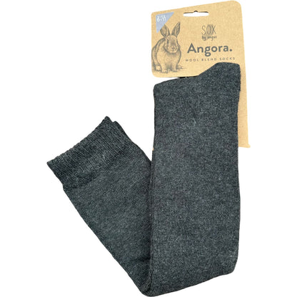 Angora Wool Blend Knee High Socks with SEAMLESS Toe - Charcoal