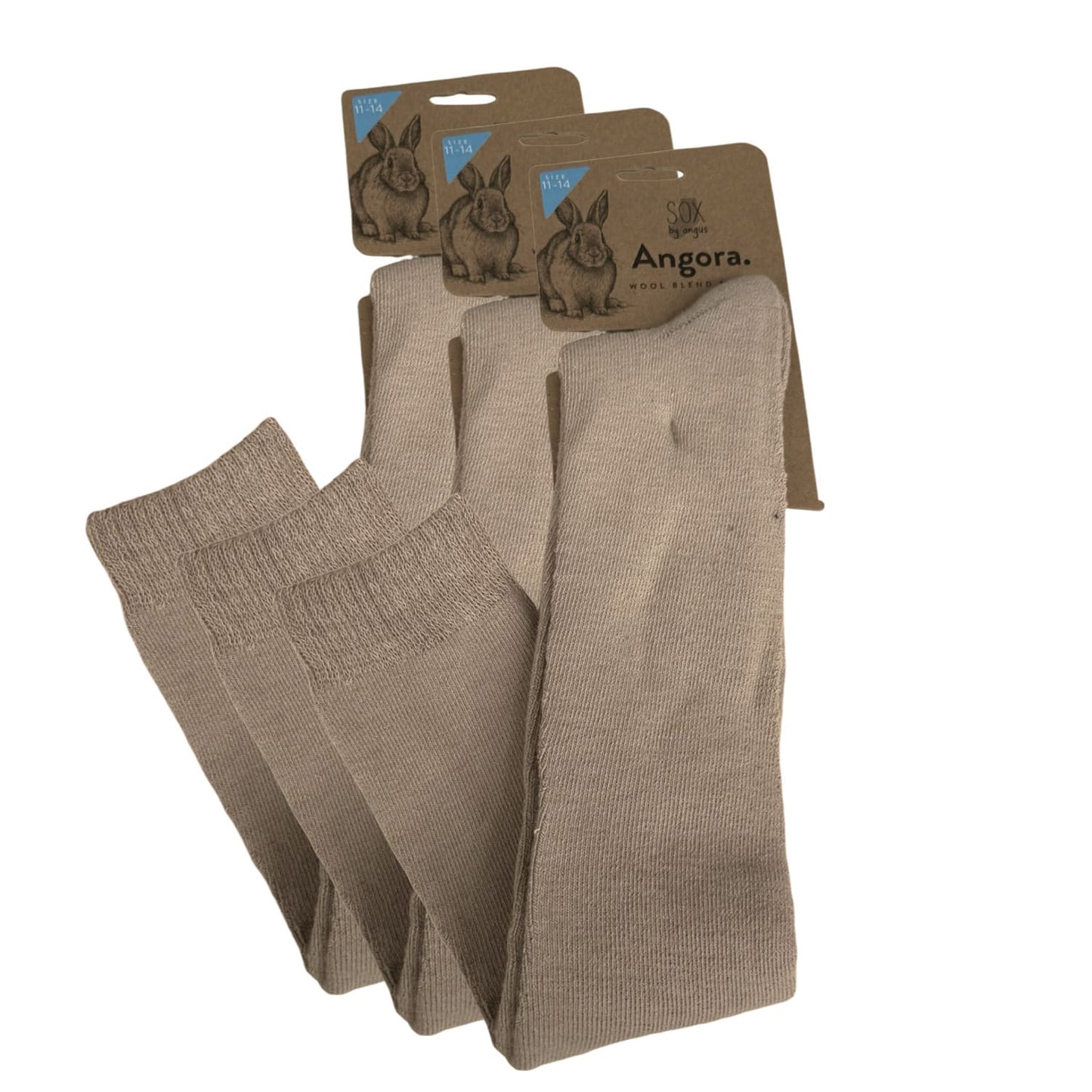 Angora Wool Blend Over The Knee Socks with SEAMLESS Toe - Beige