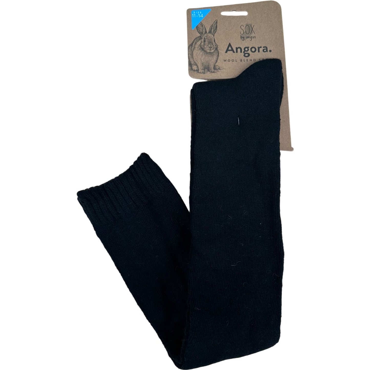 Angora Wool Blend Knee High Socks with SEAMLESS Toe - Black