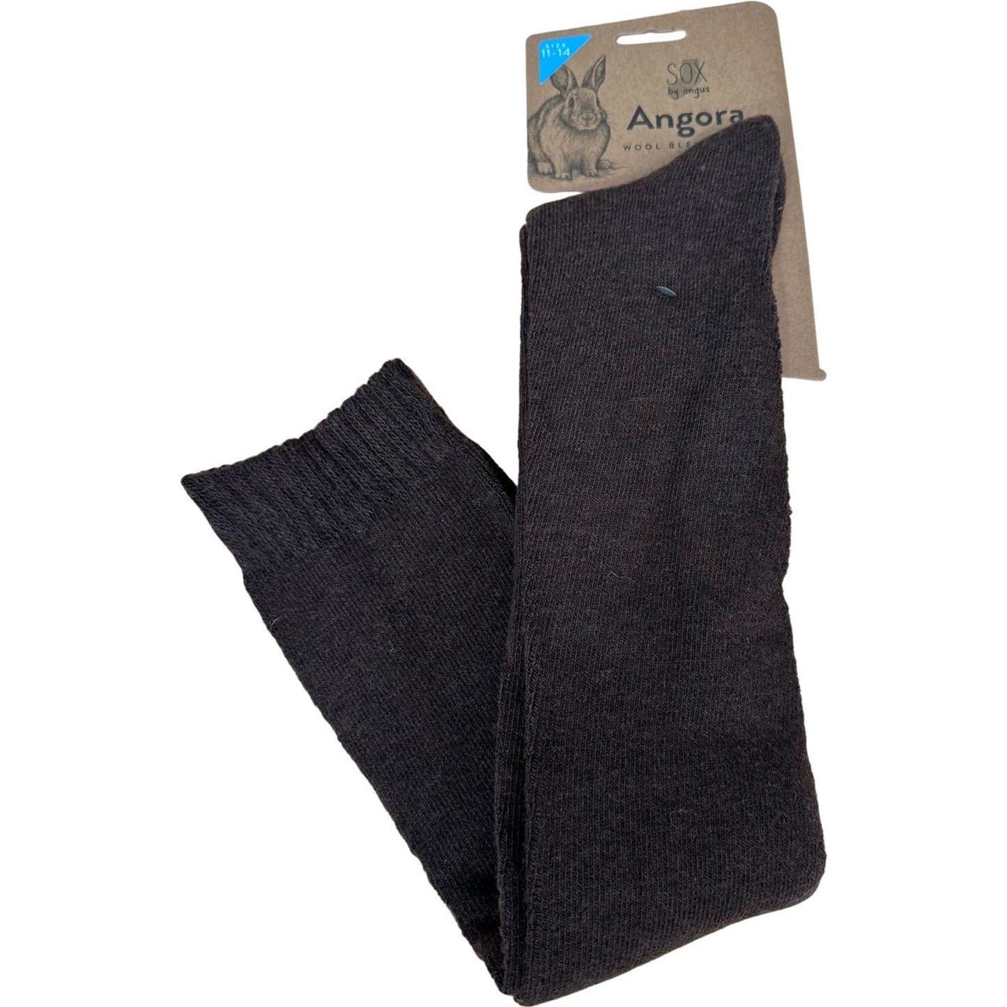 Angora Wool Blend Over The Knee Socks with SEAMLESS Toe - Brown