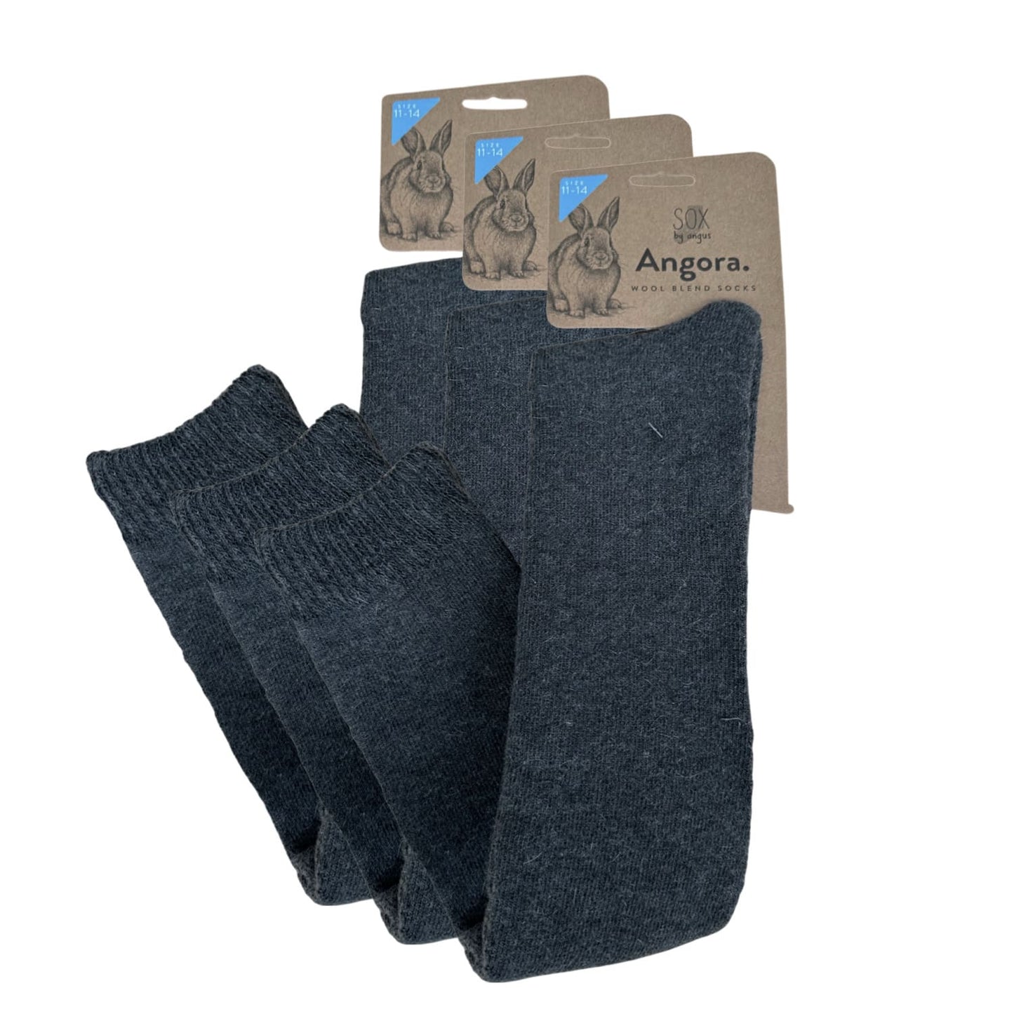 Angora Wool Blend Over The Knee Socks with SEAMLESS Toe - Charcoal