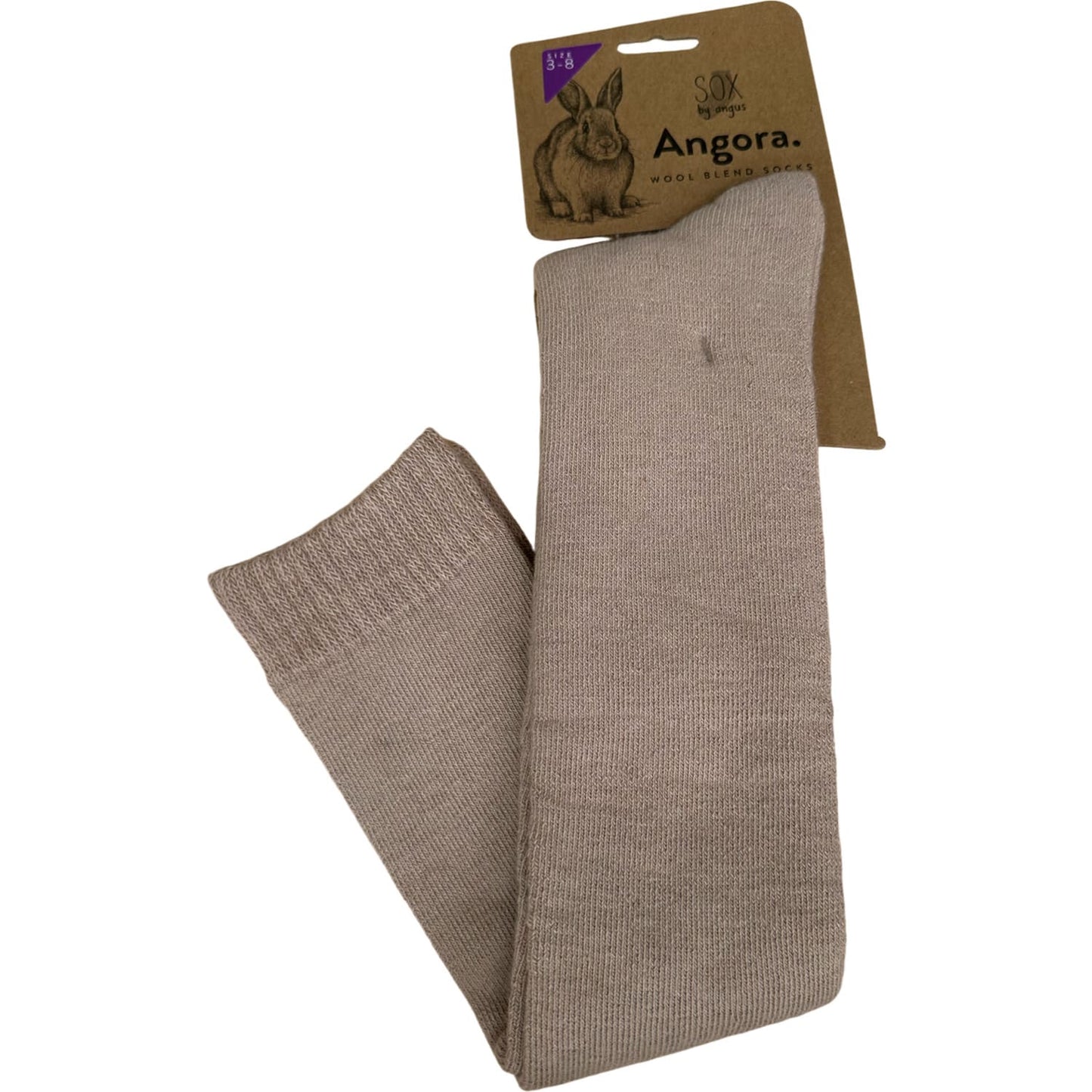 Angora Wool Blend Over The Knee Socks with SEAMLESS Toe - Beige