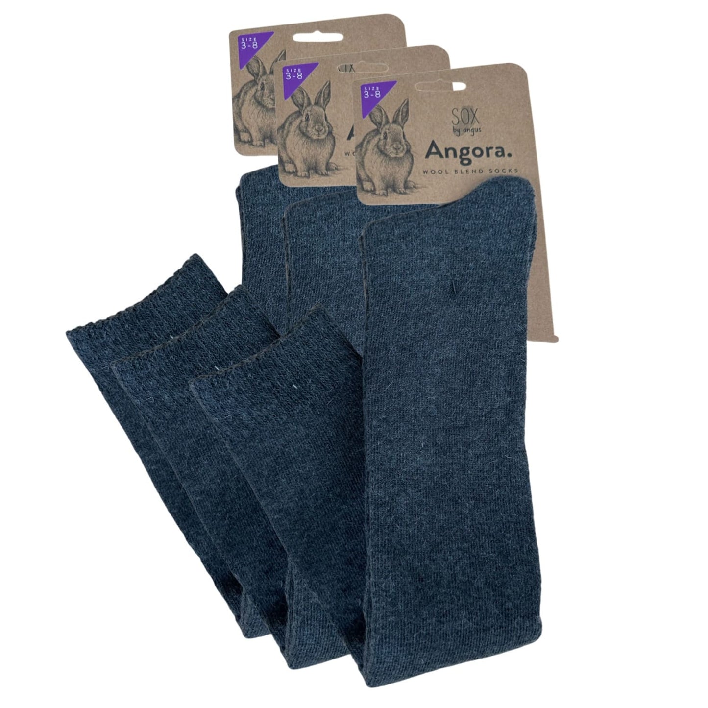 Angora Wool Blend Over The Knee Socks with SEAMLESS Toe - Charcoal