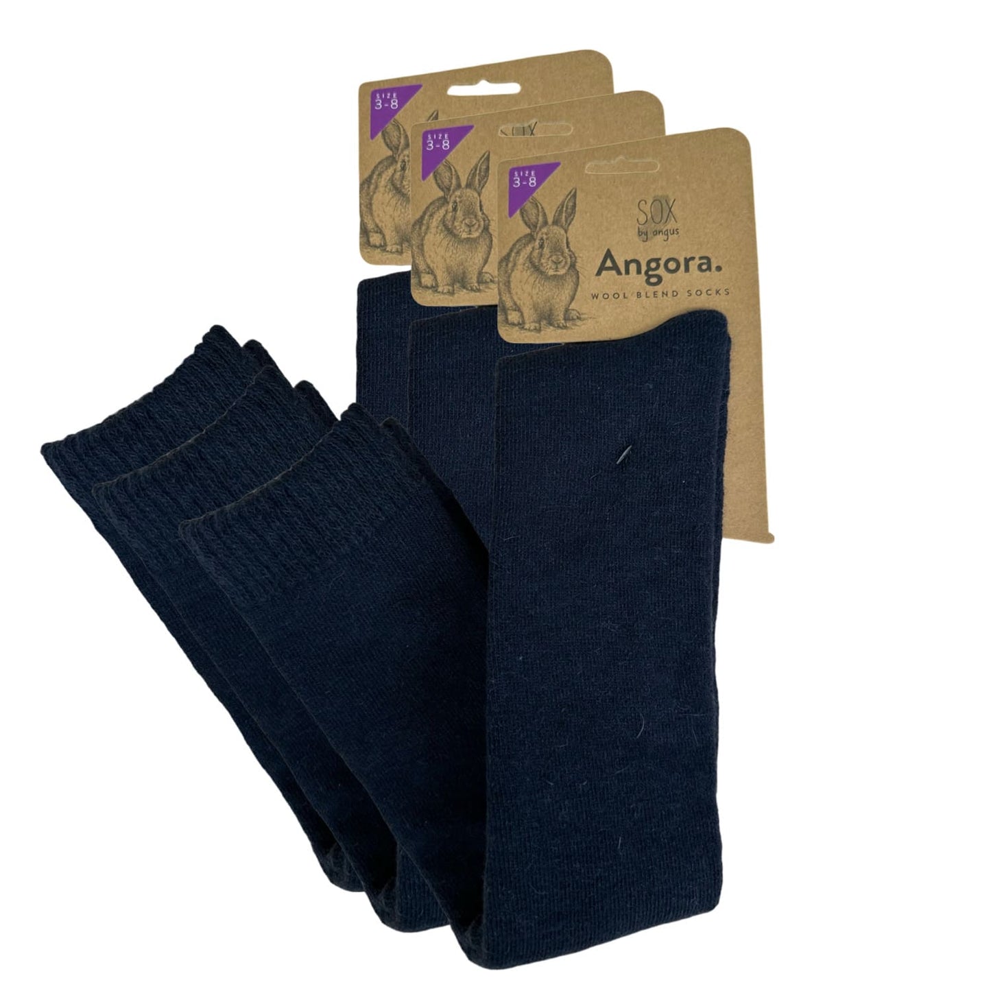 Angora Wool Blend Over The Knee Socks with SEAMLESS Toe - Navy