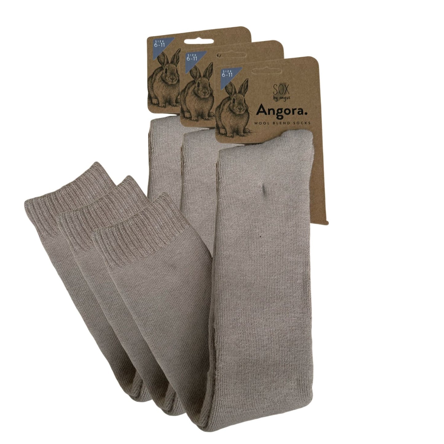 Angora Wool Blend Over The Knee Socks with SEAMLESS Toe - Beige