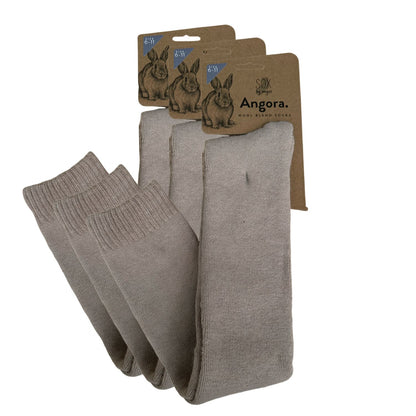 Angora Wool Blend Over The Knee Socks with SEAMLESS Toe - Beige