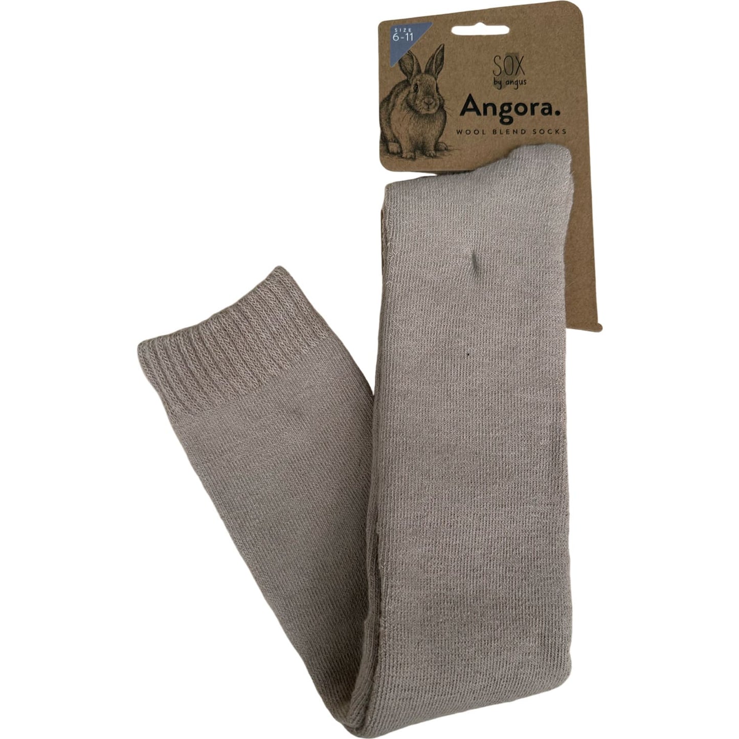 Angora Wool Blend Over The Knee Socks with SEAMLESS Toe - Beige